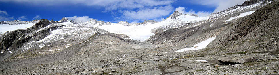 Il ghiacciaio delle Mesule dall'Alta Via di Neves