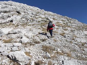 Dal valico, tralasciando la prosecuzione dell'evidente sentiero verso la Skrbina, seguendo delle labili tracce saliamo verso la vetta del Mali Vrh.