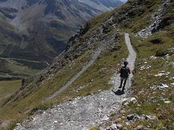 Ritornati all'Ochsenlenke/Passo dei Bovi ci caliamo ora con alcune svolte lungo il marcato sentiero nella vallata opposta.